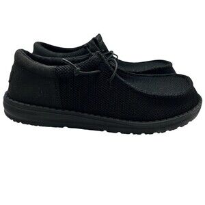 HEYDUDE Wally Funk Mono Loafers Juniors J6 6 Black Slip-On Moc Toe Comfort Shoes